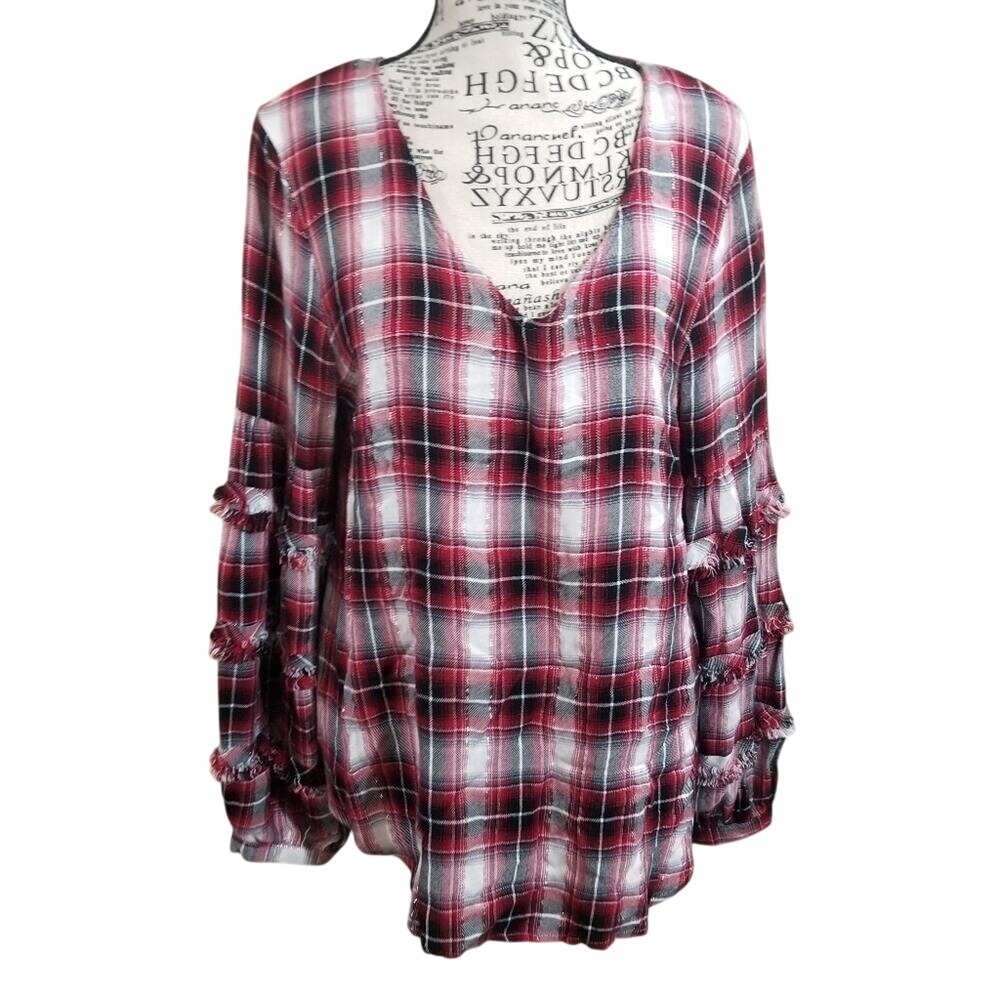 Jane and Delancey plaid blouse sz medium